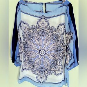 Elegant Blue Paisley Blouse